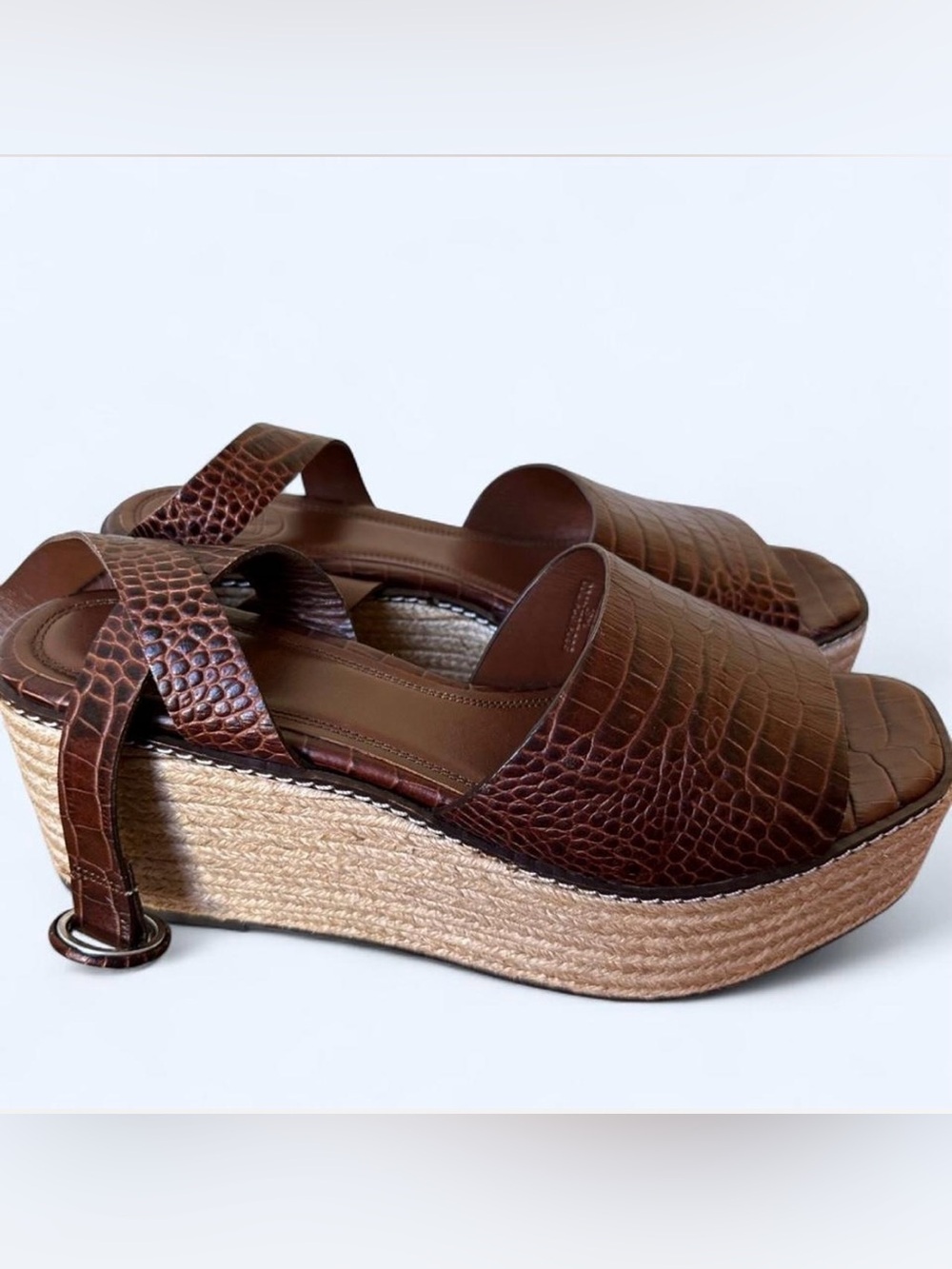Massimo Dutti platform espadrilles with brown croc skin